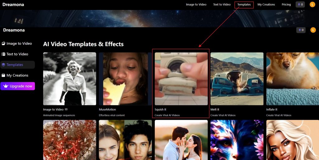 steps to use Dreamona AI Squish Effect