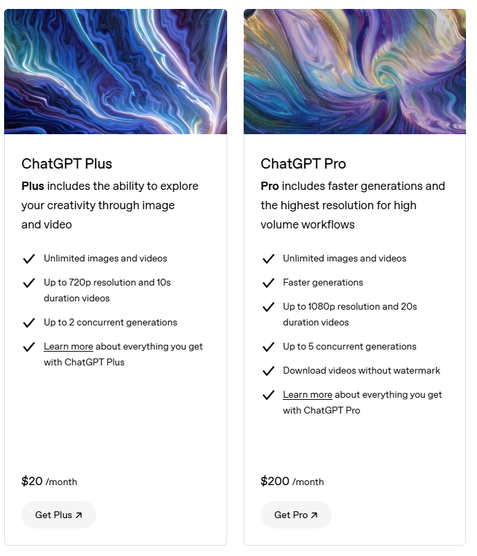 open ai sora text to video pricing plan