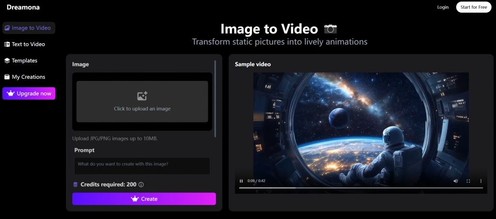 use image to video to upload the images