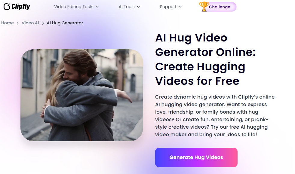 Clipfly AI Hug video generator online