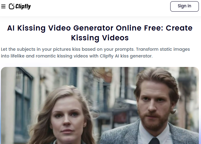 clipfly ai kissing video generator
