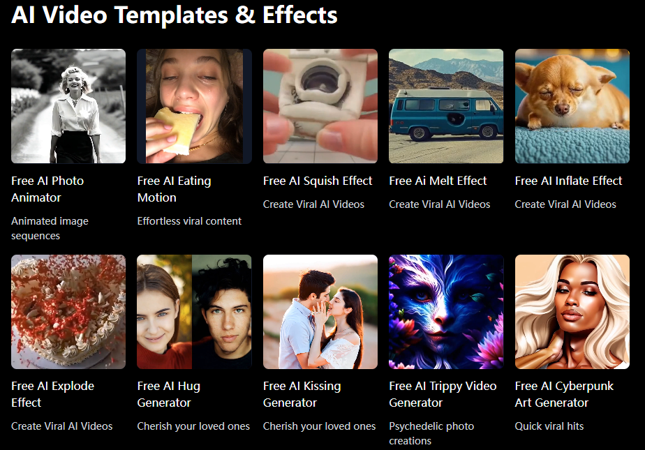 Dreamlux's AI video templates and effects