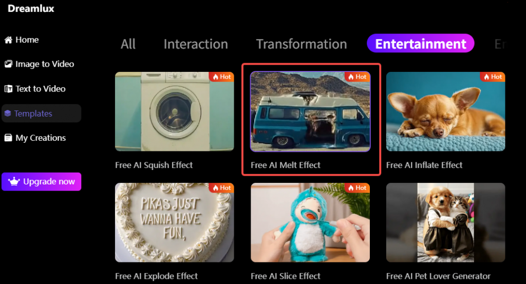 Find Free AI Melt Effect in Dreamlux Templates