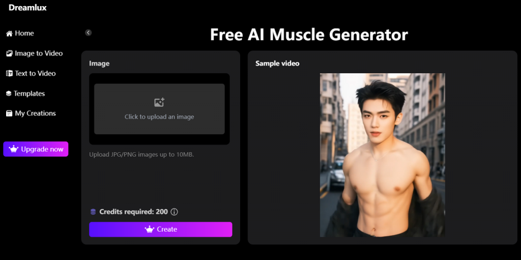 Dreamlux Free AI muscle generator