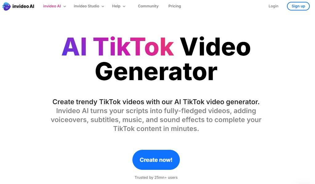 invideo ai tiktok video generator