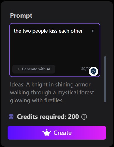 enter a prompt to make people of the image kiss.