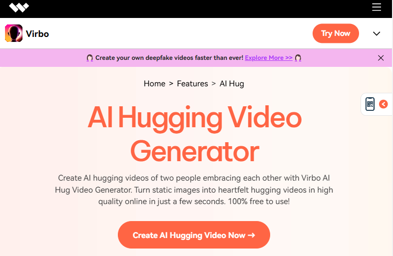 wodershare virbo AI Hugging Video Generator