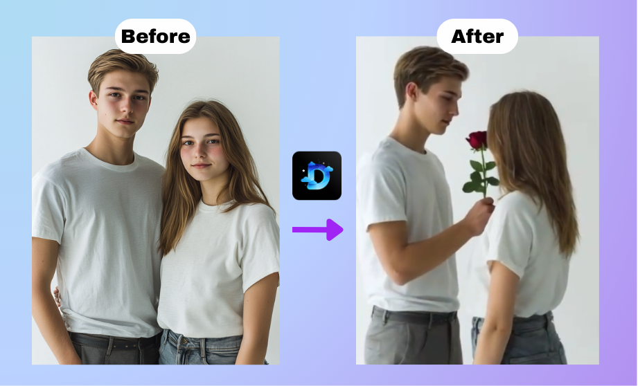 Use giving rose ai to let the person  in the image send rose to another.